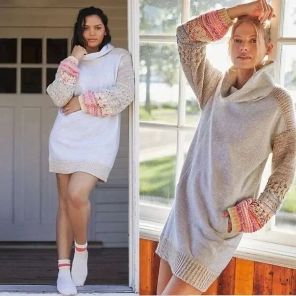 Daily Practice by Anthropologie Cozy Cowl Neck Tunic Dress Size Medium - Picture 1 of 8